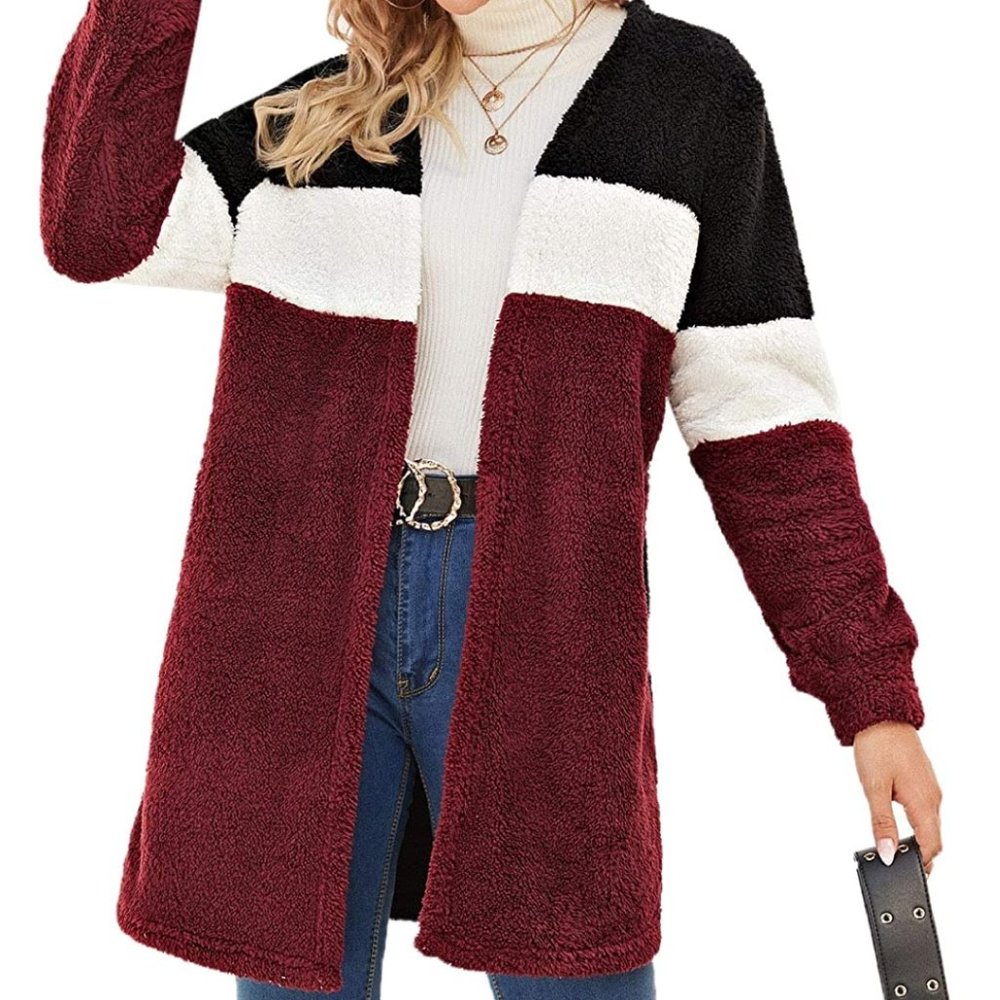 NWT On-Trend Lightweight Teddy Fuzzy Duster Coat - Picture 2 of 4
